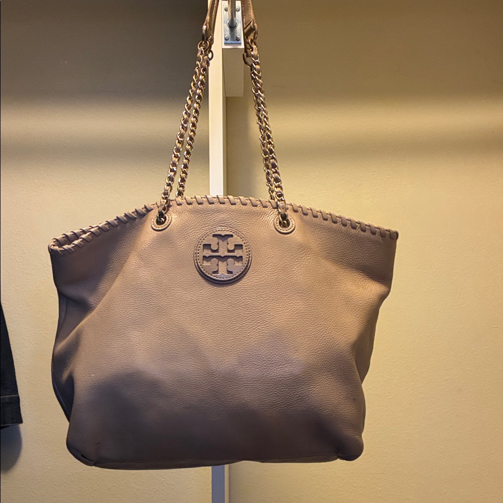 Tory Burch Brown Leather Tote With Chain Straps